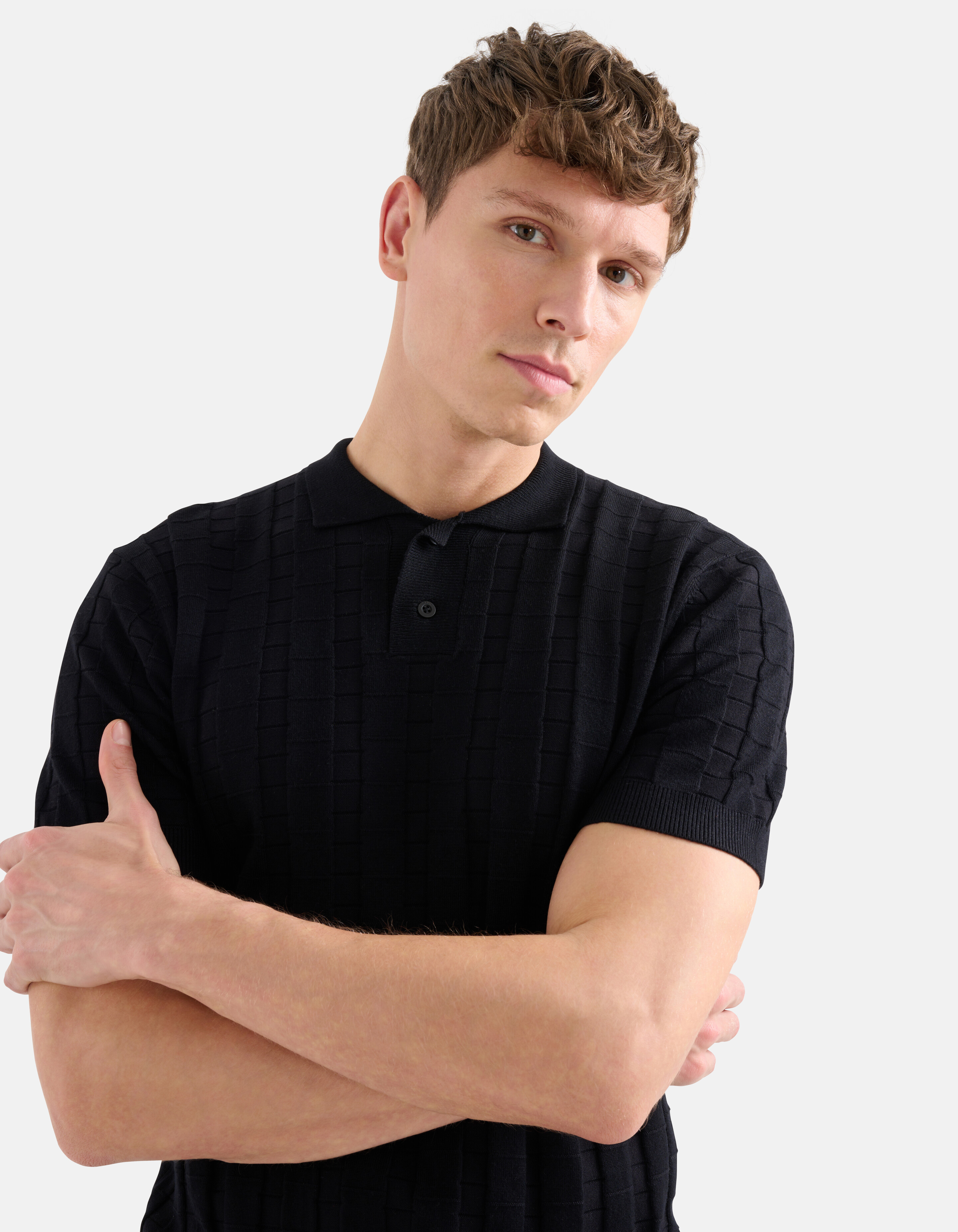Blockstruktur-Polo Schwarz SHOEBY MEN