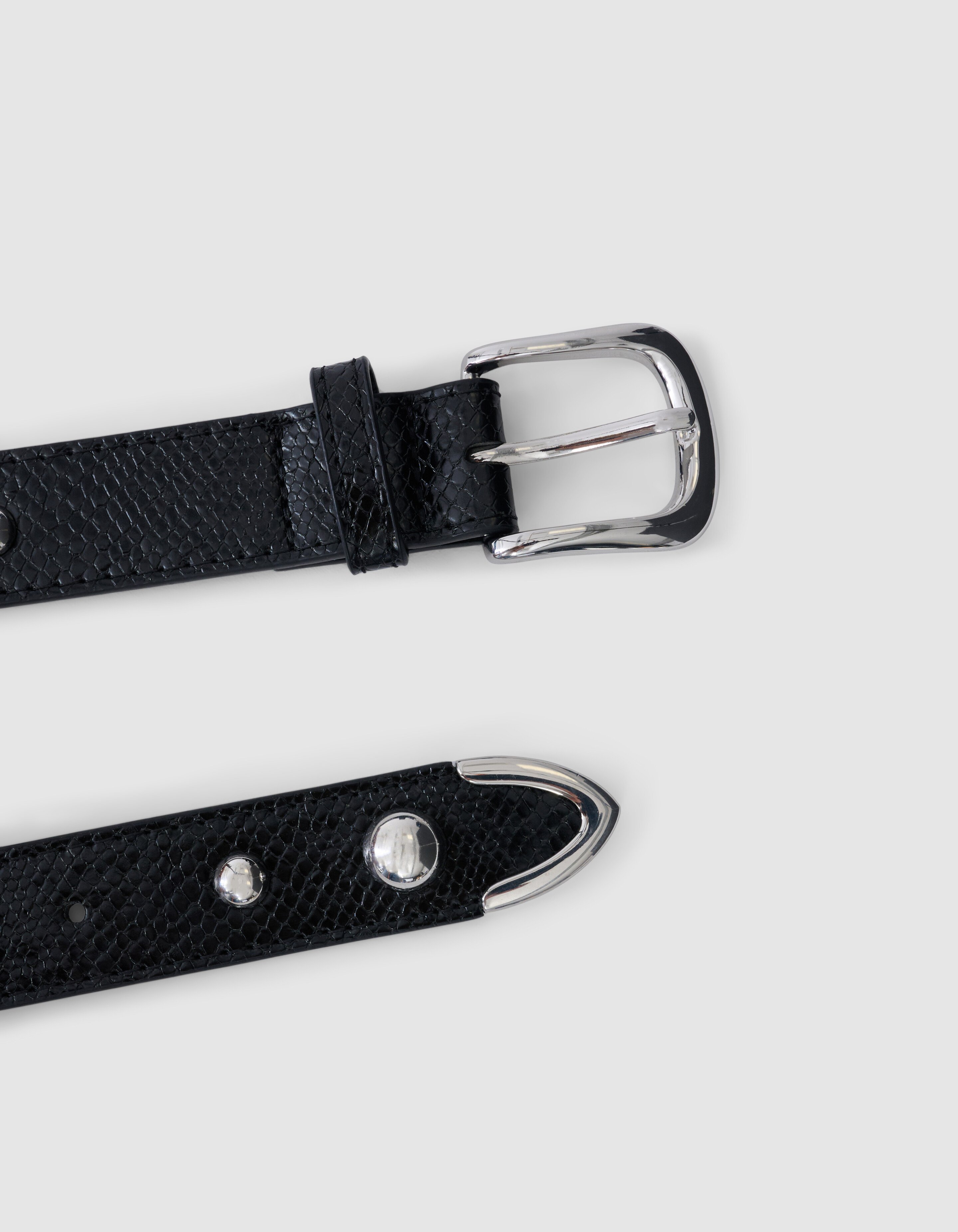 Kroko-Gürtel mit Nieten in Schwarz SHOEBY ACCESSOIRES
