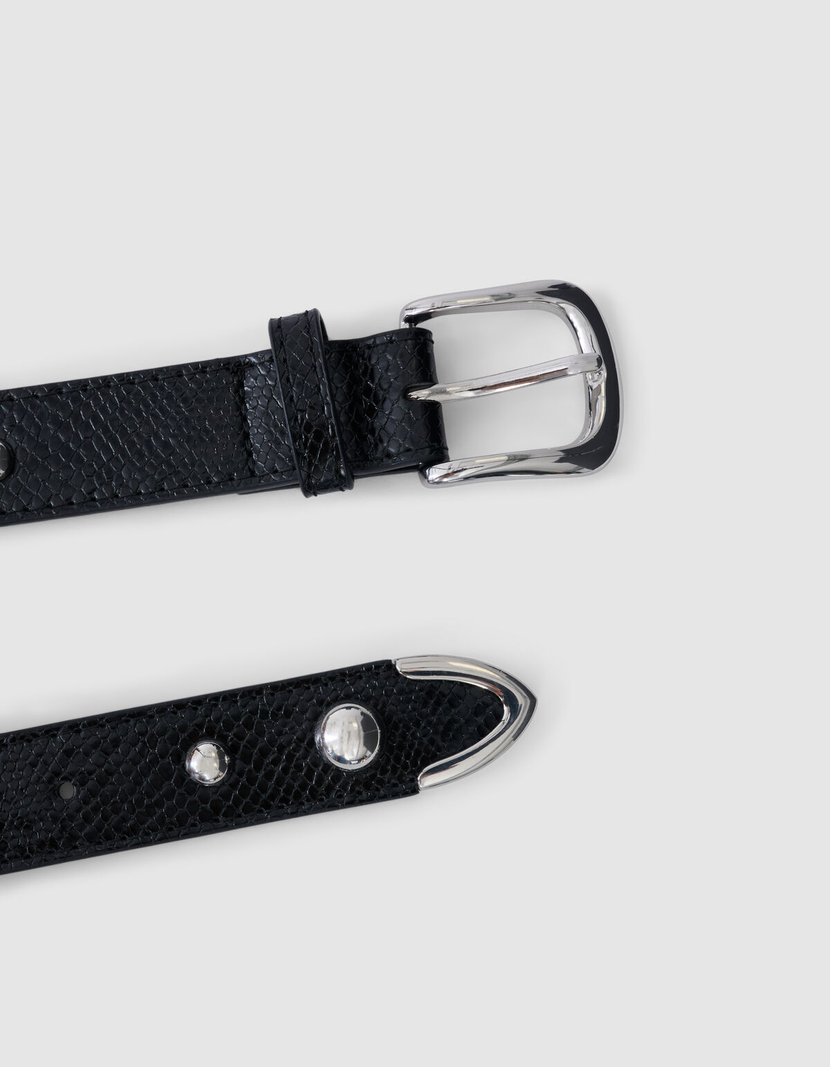 Kroko-Gürtel mit Nieten in Schwarz SHOEBY ACCESSOIRES