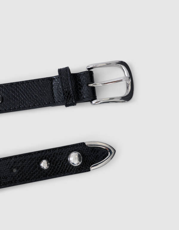 Kroko-Gürtel mit Nieten in Schwarz SHOEBY ACCESSOIRES