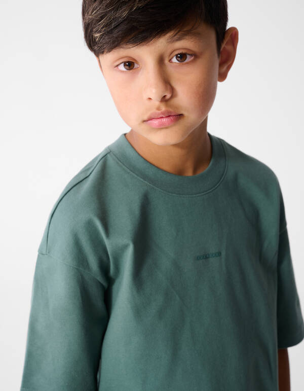 Minimal Text T-Shirt Gr&uuml;n SHOEBY BOYS
