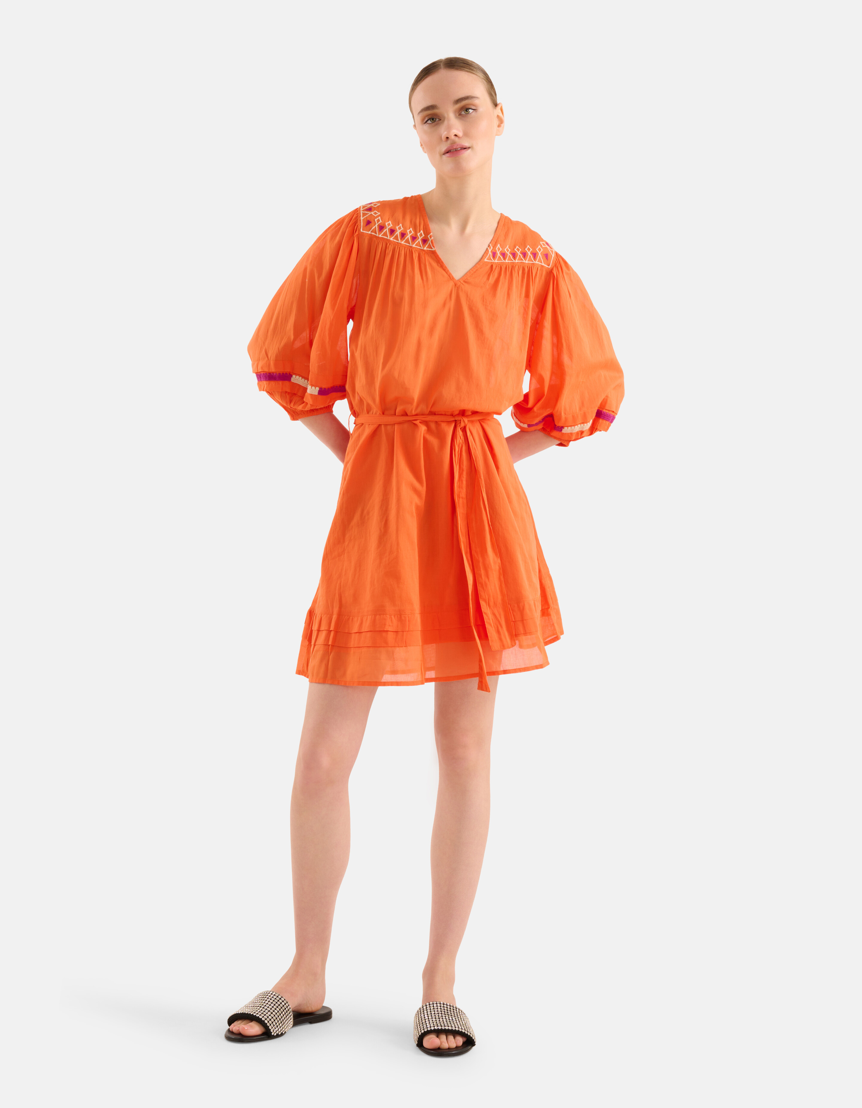 Besticktes Voile-Kleid Orange SHOEBY WOMEN