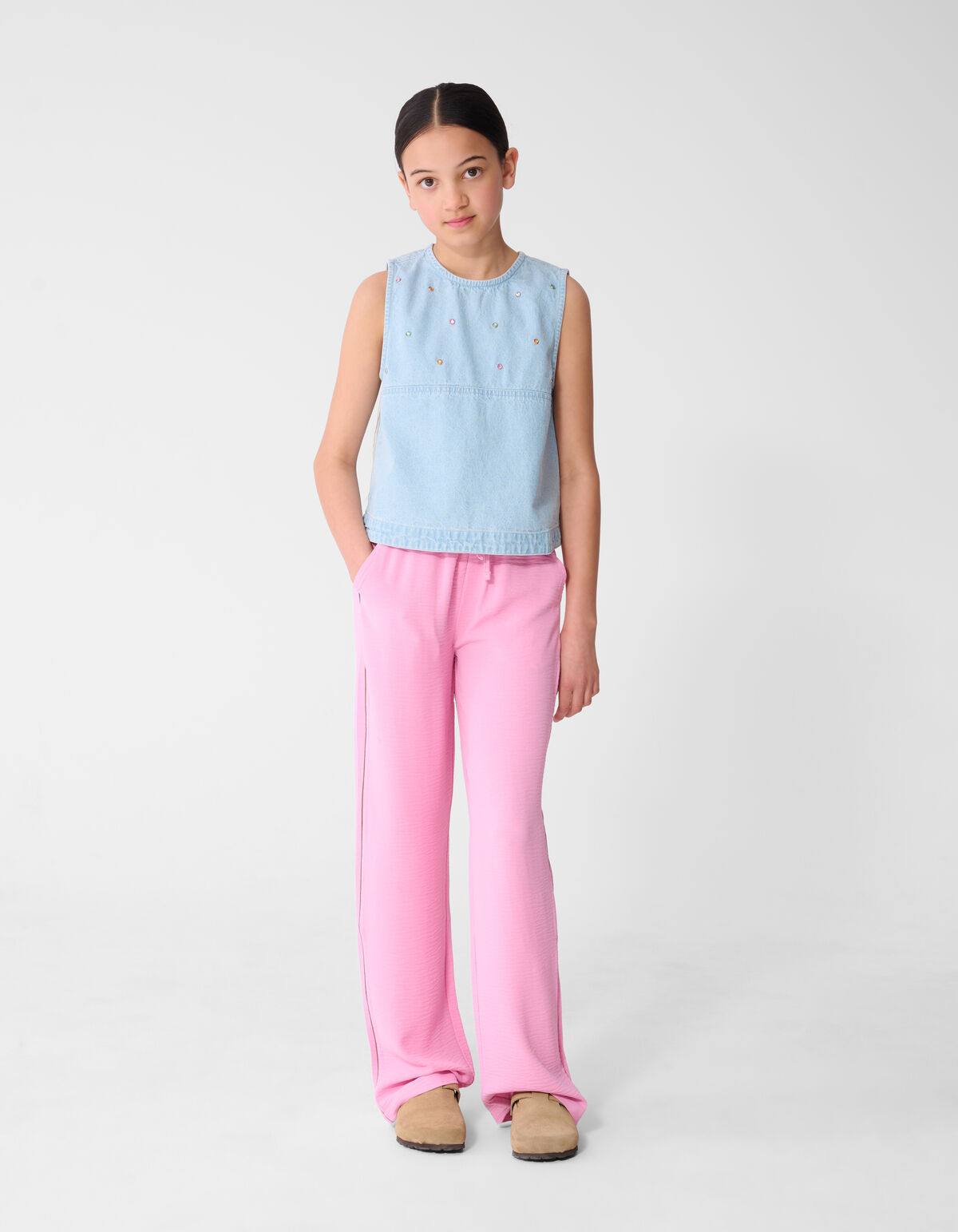 Strass Denim Top Hellblau SHOEBY GIRLS