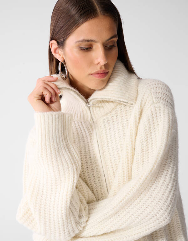 Strickweste mit Rei&szlig;verschluss Ecru SHOEBY WOMEN