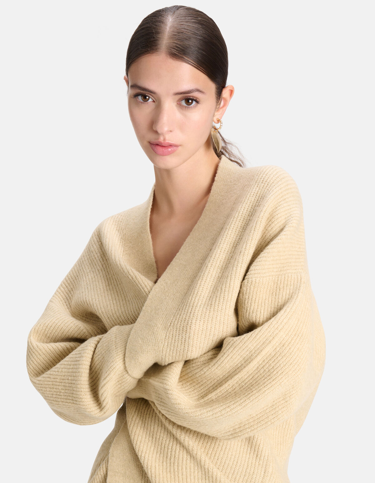 Gestrickte Strickjacke Beige SHOEBY WOMEN
