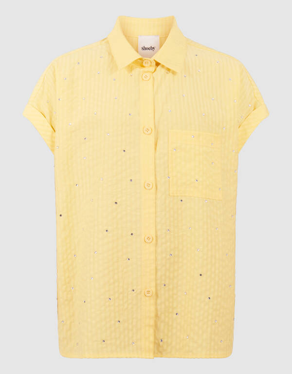 Pinstripe-Strass-Bluse Hellgelb SHOEBY GIRLS