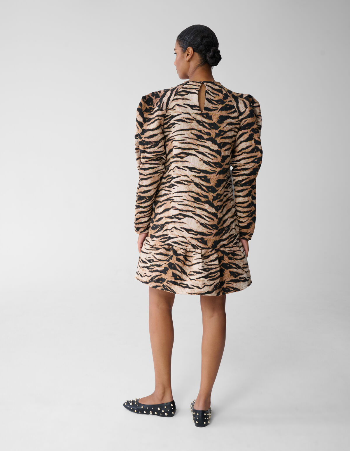 Jacquard Tiger Minikleid Hellbraun SHOEBY WOMEN