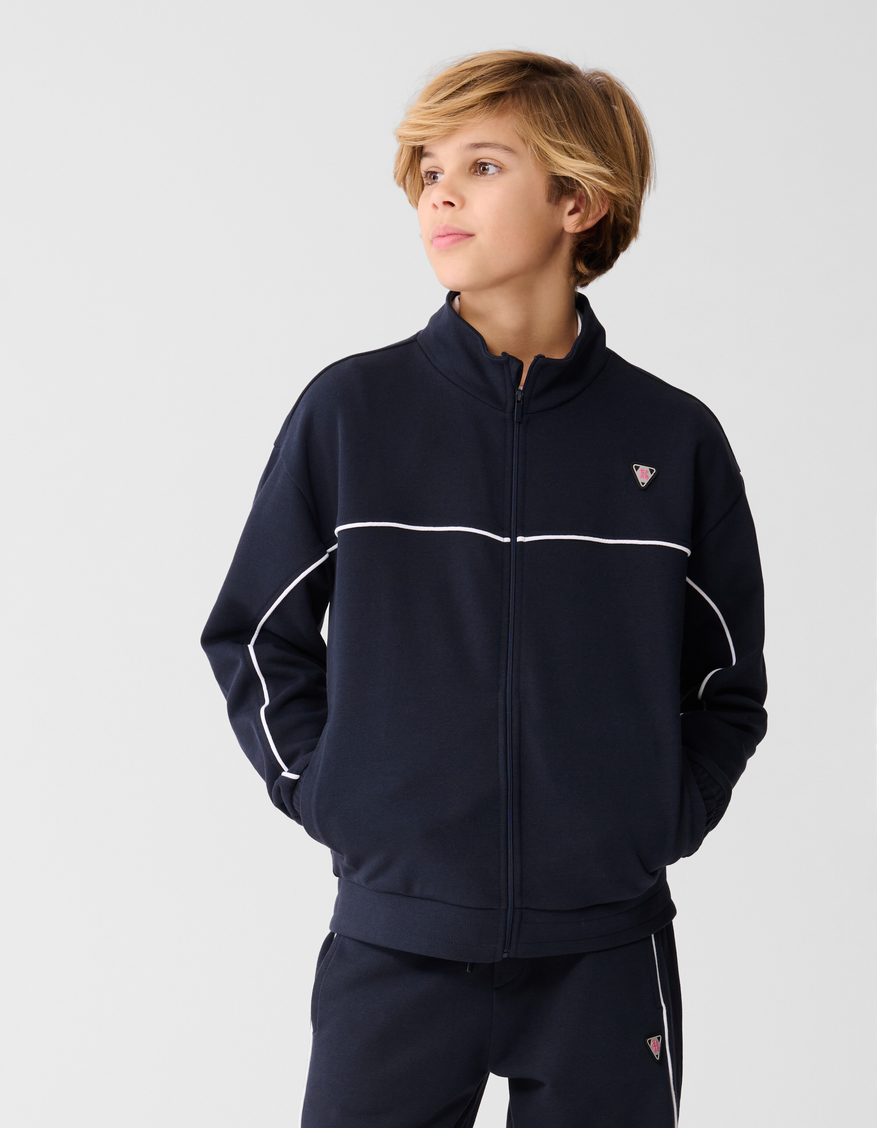 Dunkelblaue Jacke mit weichem Rei&szlig;verschluss SHOEBY BOYS