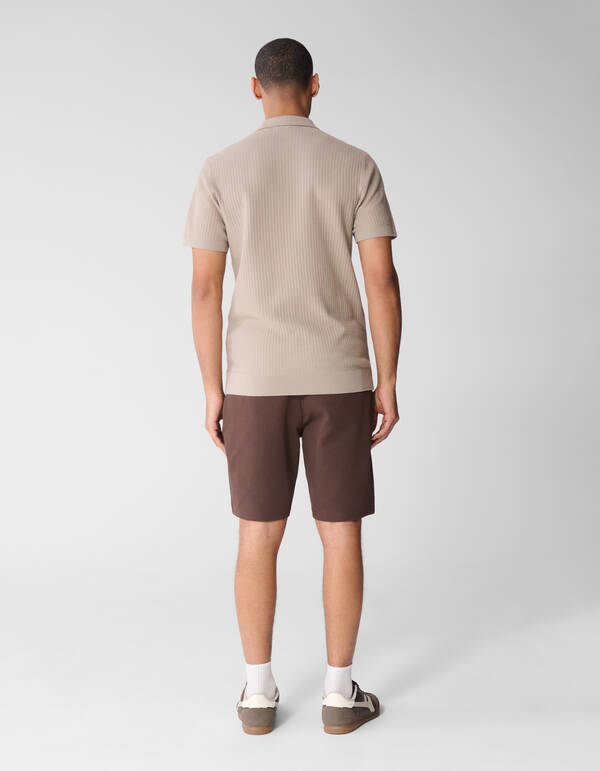 Strick-Polo mit Rei&szlig;verschluss Hellbraun SHOEBY MEN