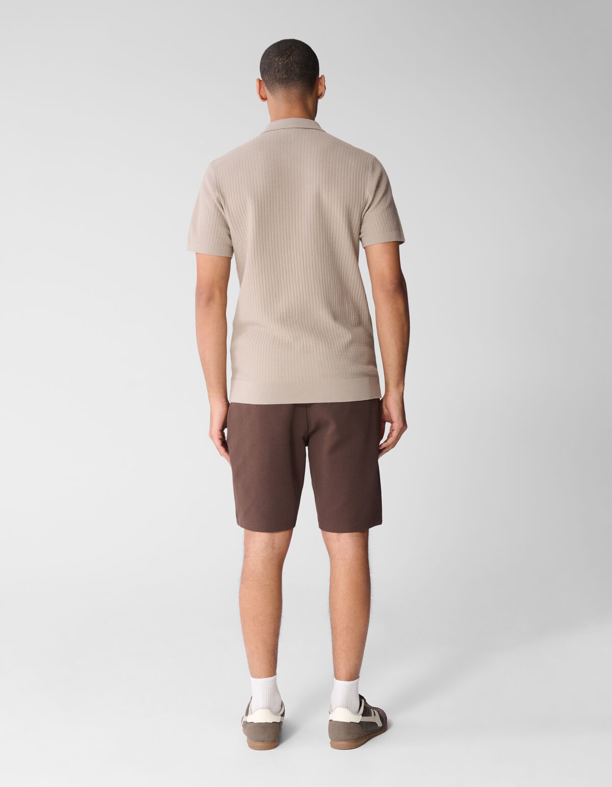 Strick-Polo mit Rei&szlig;verschluss Hellbraun SHOEBY MEN