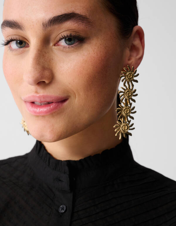 Pintuck-Rüschen-Top Schwarz SHOEBY WOMEN