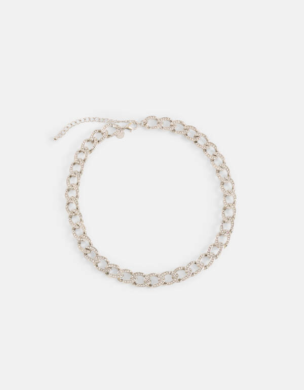 Strass Kette Halskette Silber SHOEBY ACCESSOIRES