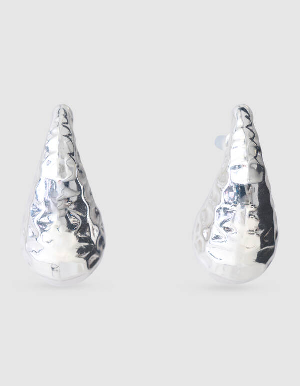Hammered Tropfen Ohrringe Silber SHOEBY ACCESSOIRES