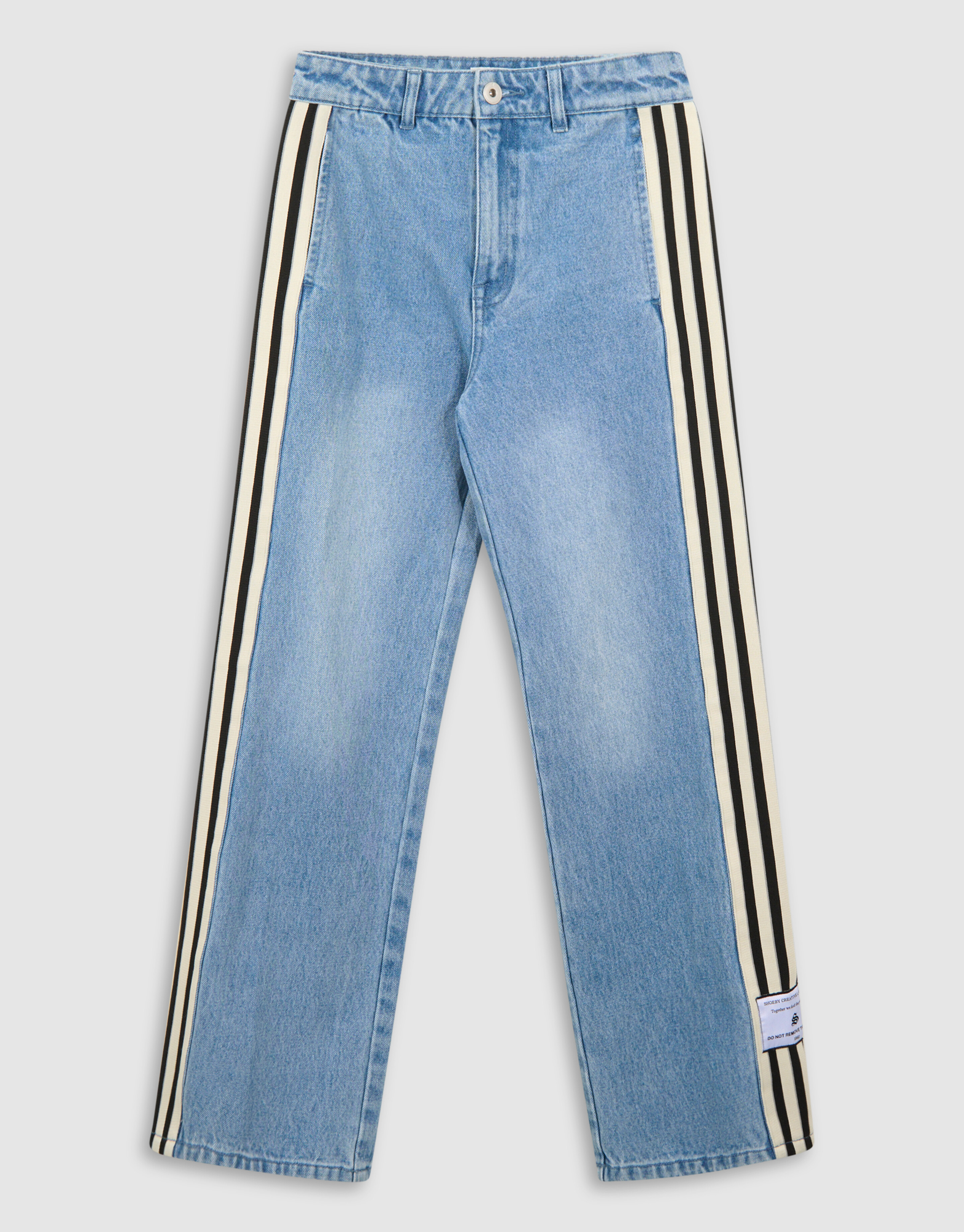 Sportliche Tape Jeans mit weitem Bein Blau SHOEBY GIRLS