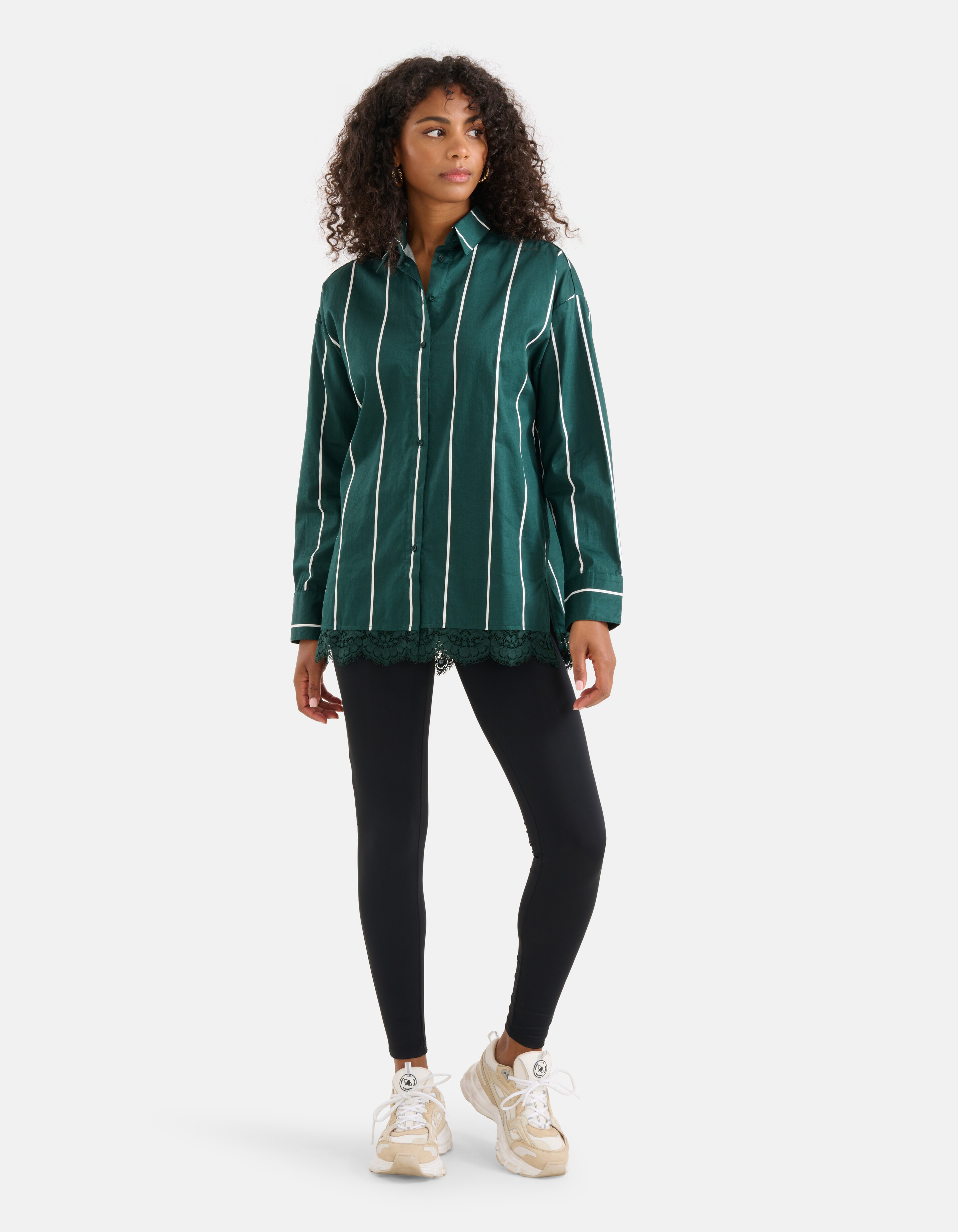 Bluse mit Nadelstreifen aus Spitze Dunkelgrün SHOEBY WOMEN