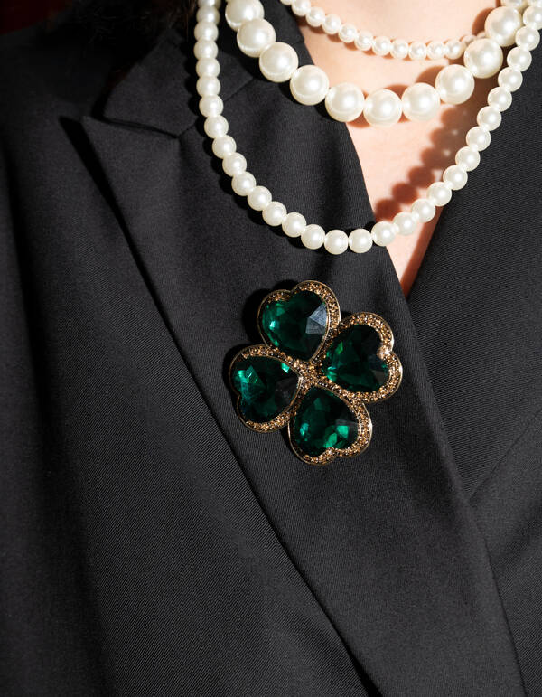 Kleeblatt-Brosche Grün von Fred SHOEBY ACCESSOIRES