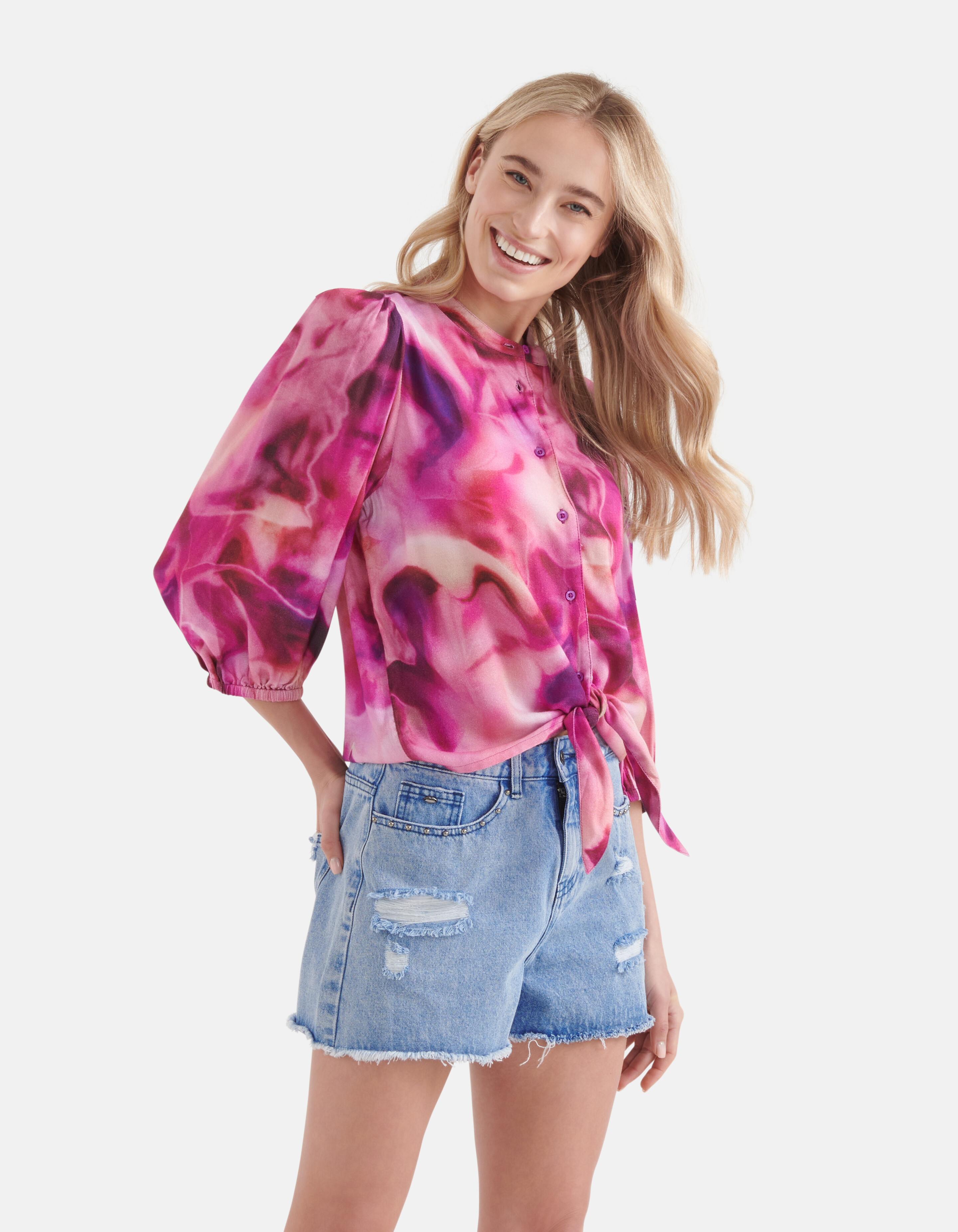 Tie Dye Print Bluse Rosa SHOEBY WOMEN