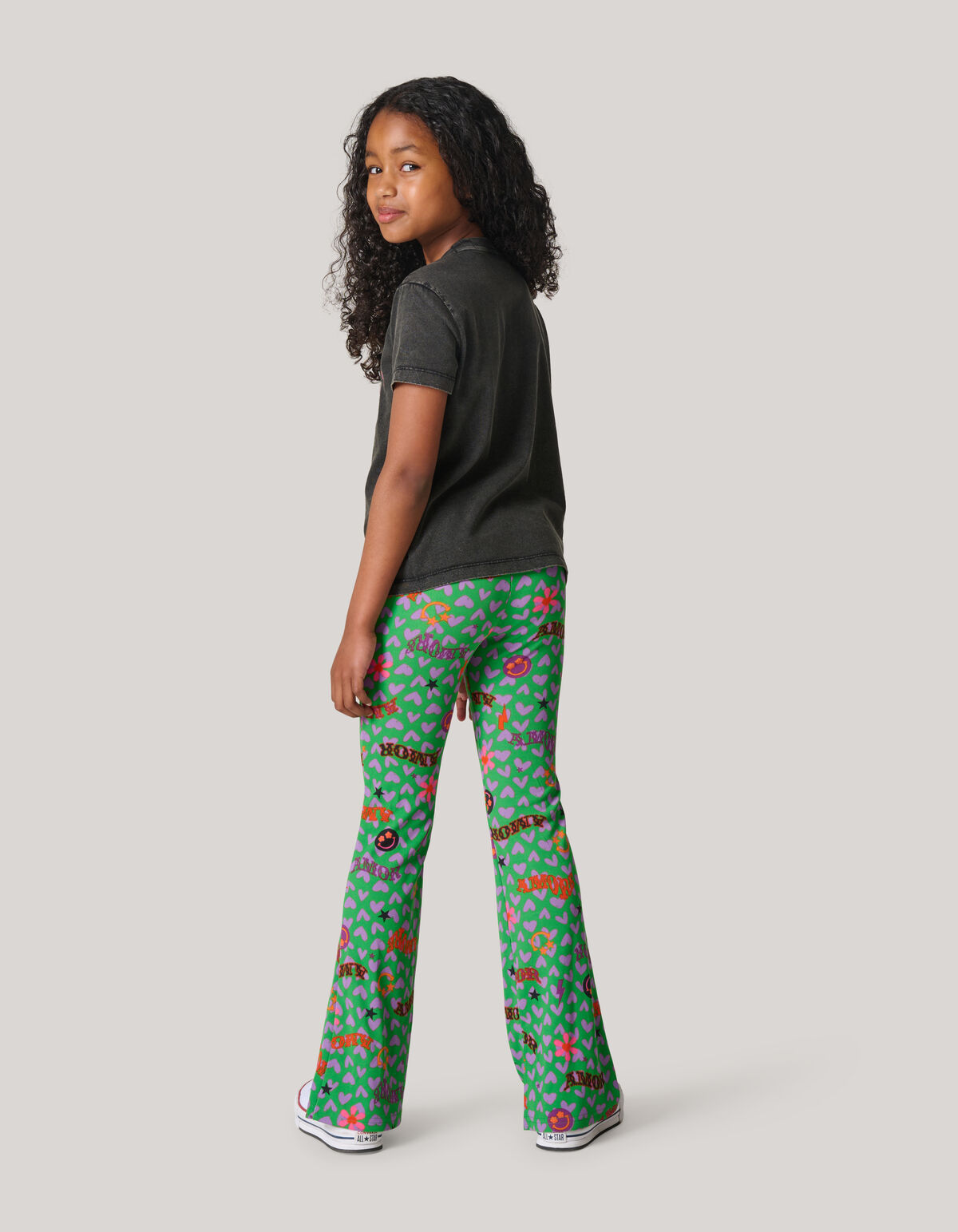 Bedruckte ausgestellte Rippen-Leggings Grün SHOEBY GIRLS