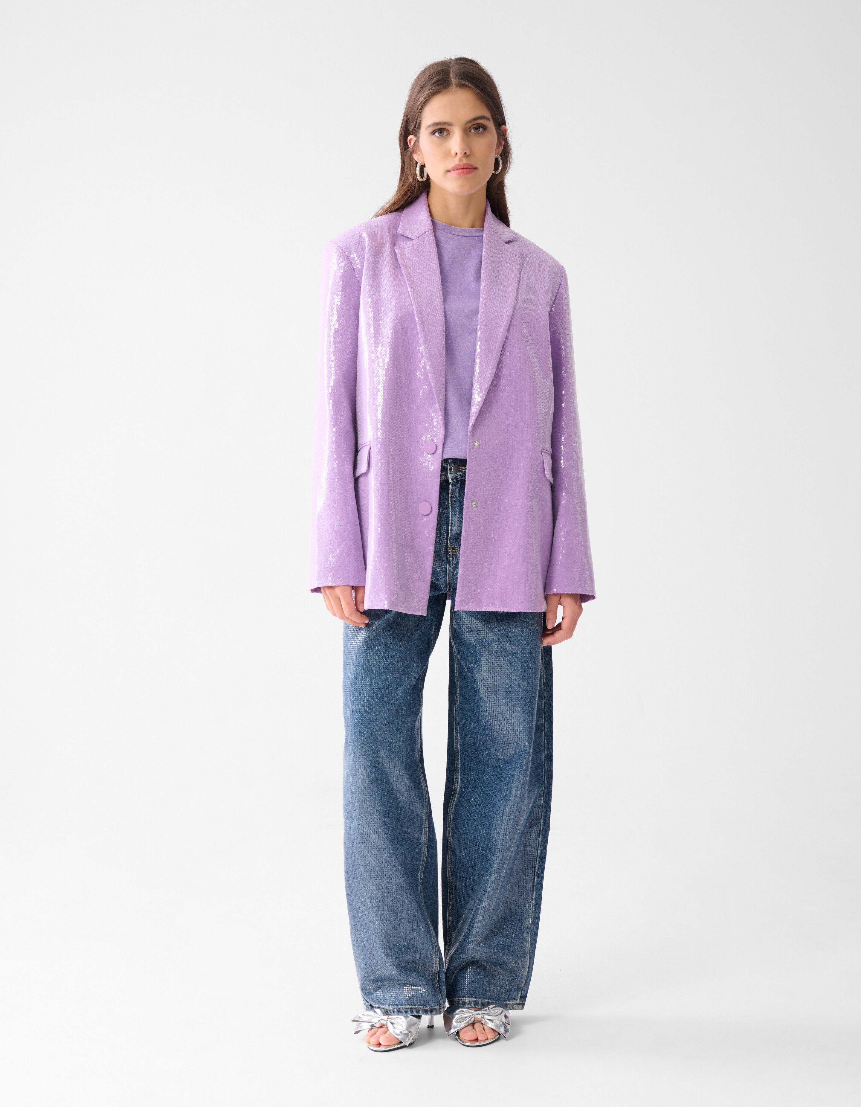 Übergroßer Pailletten-Blazer Hellviolett SHOEBY WOMEN