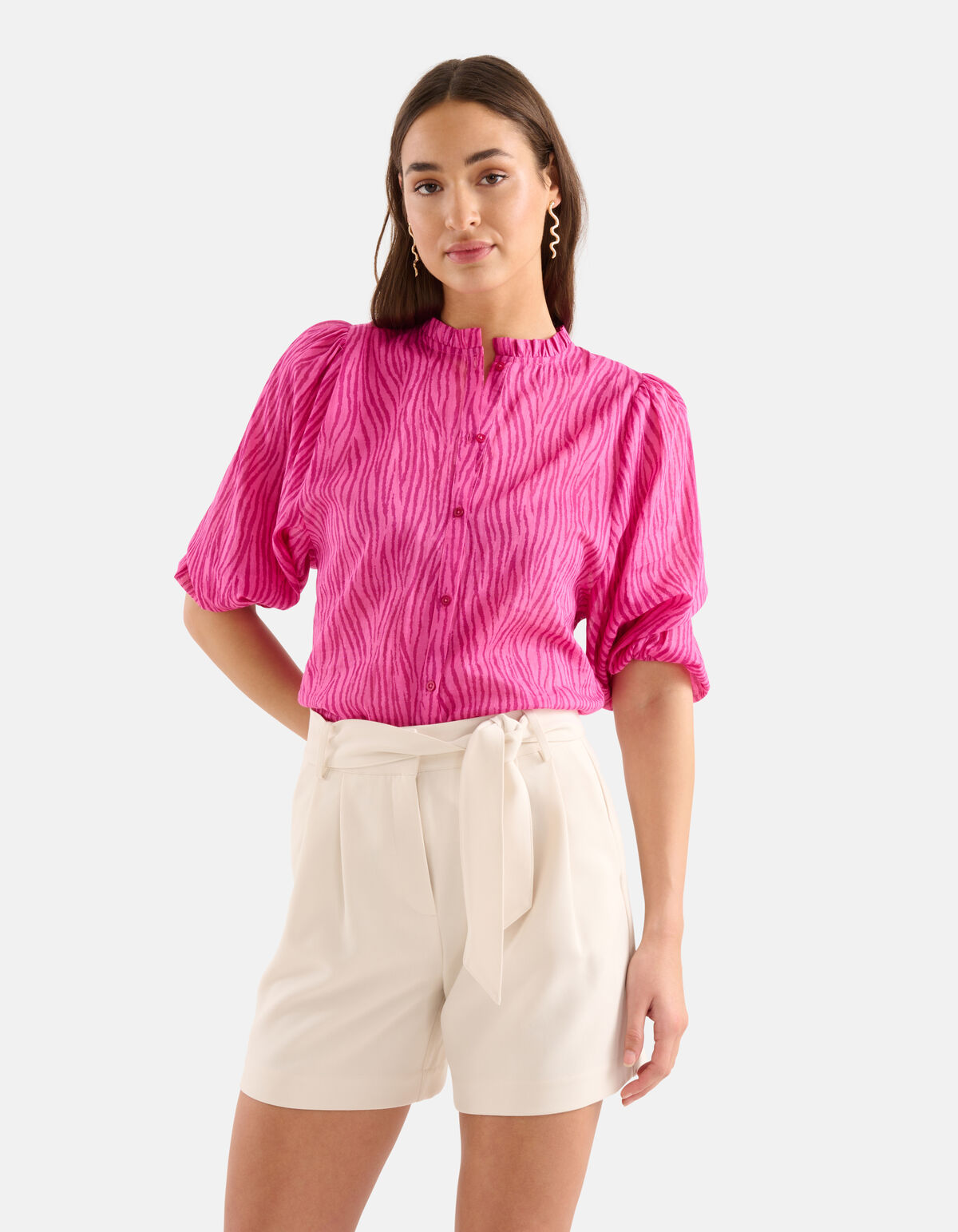 Zebra-Voile-Bluse Rosa SHOEBY WOMEN