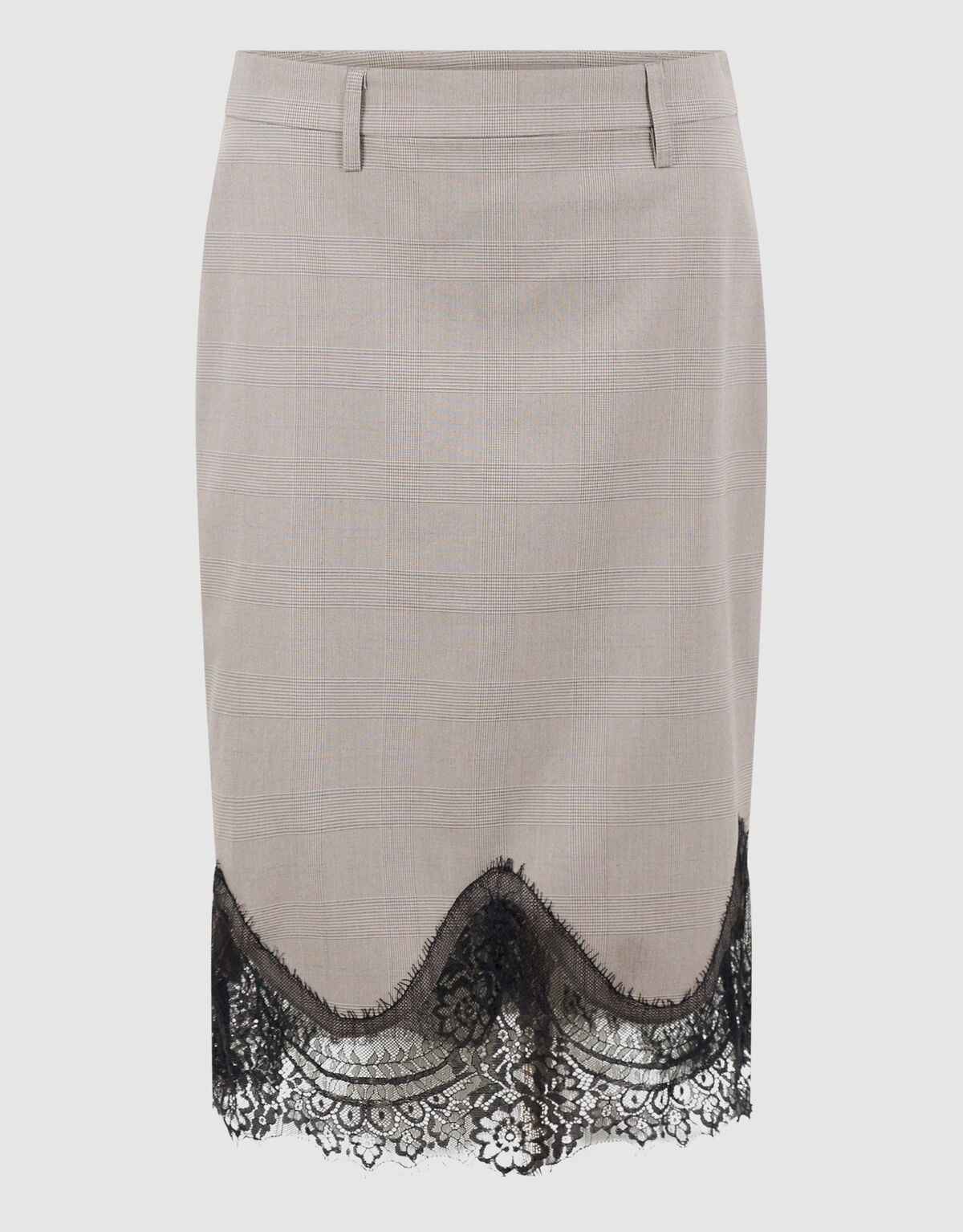 Kanten Rauten Midi Rock Hellgrau SHOEBY WOMEN