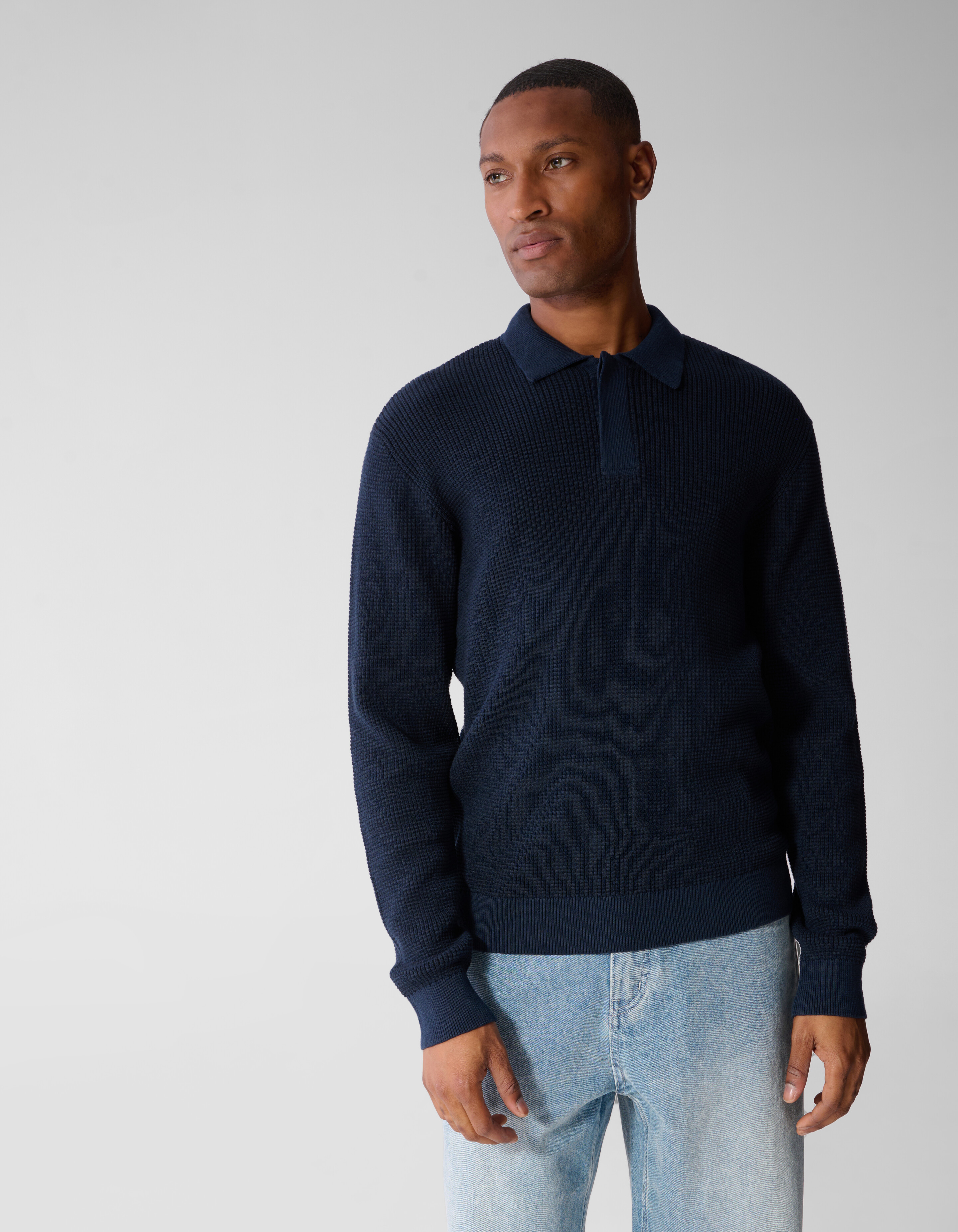 Gestrickte Poloshirt Mit Kn&ouml;pfen Dunkelblau SHOEBY MEN