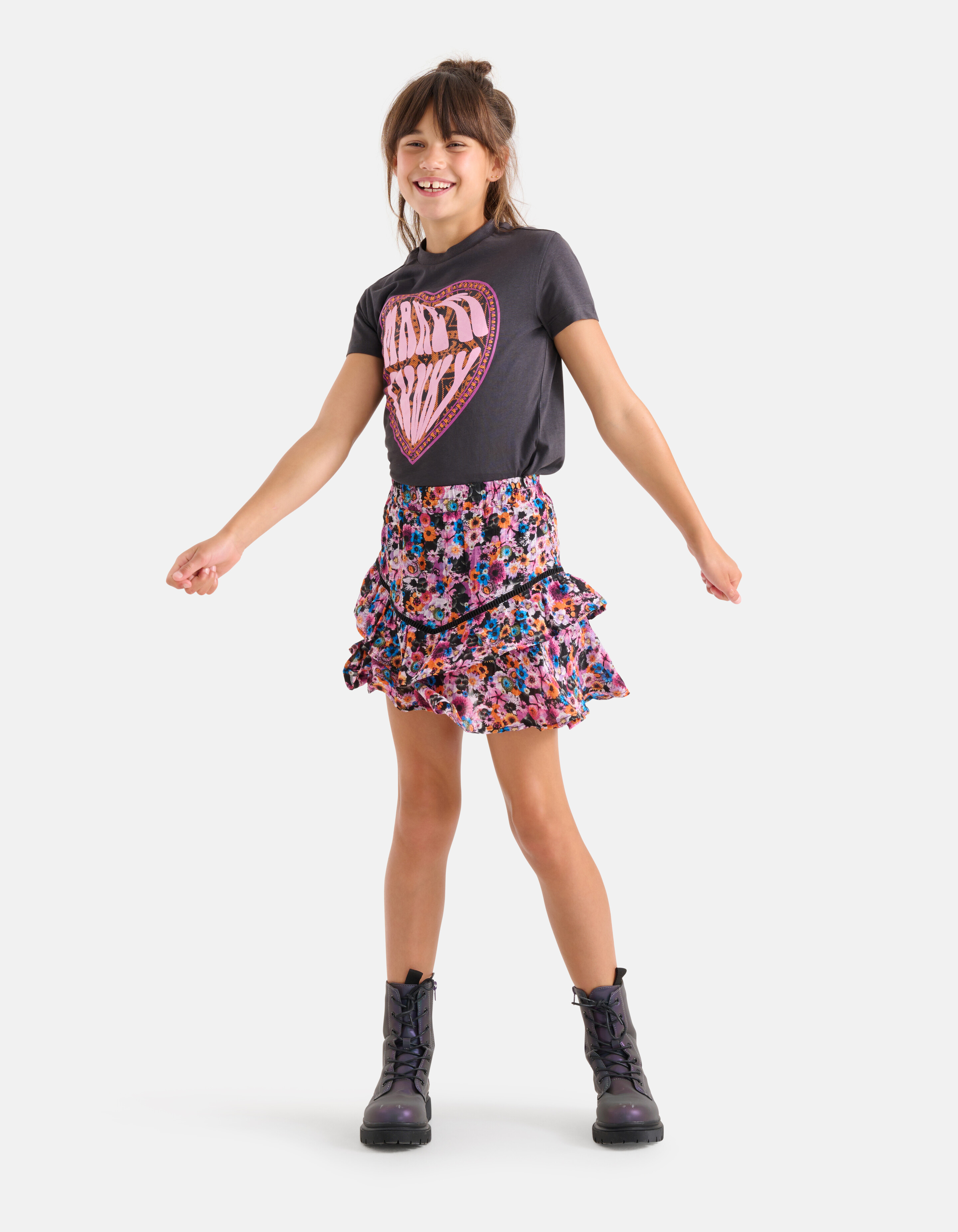 Rock mit Blumendruck Lila SHOEBY GIRLS