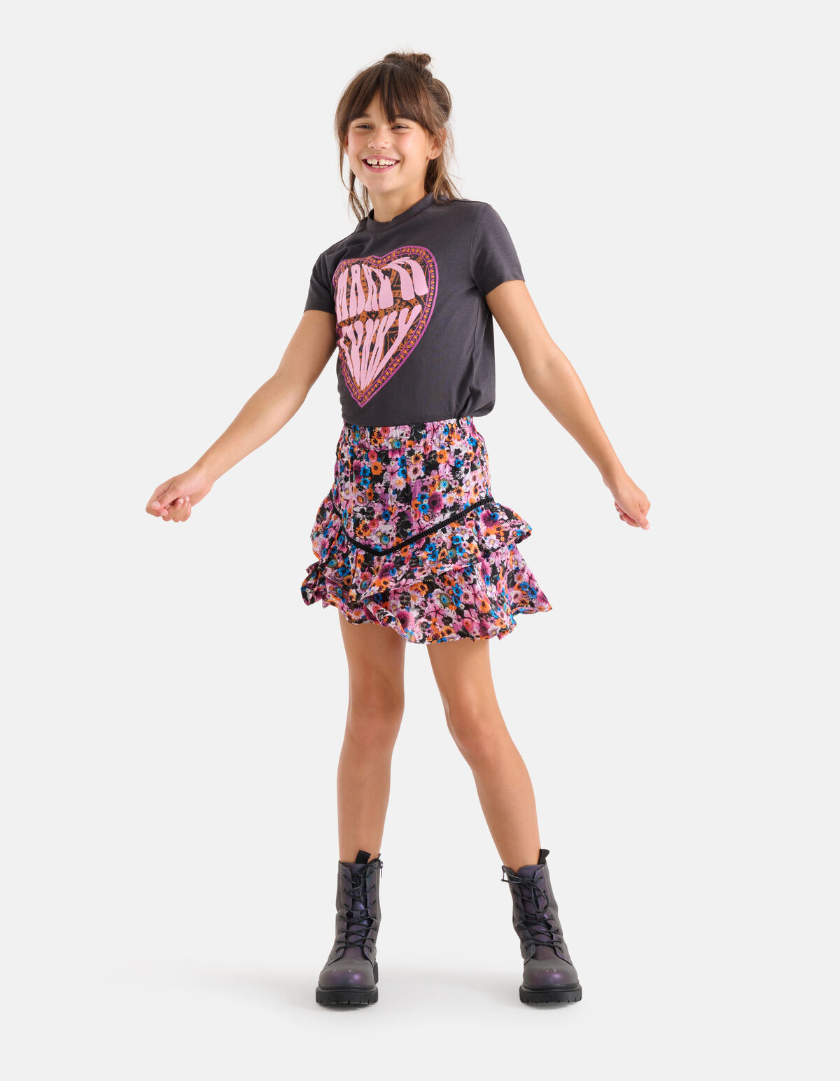 Rock mit Blumendruck Lila SHOEBY GIRLS