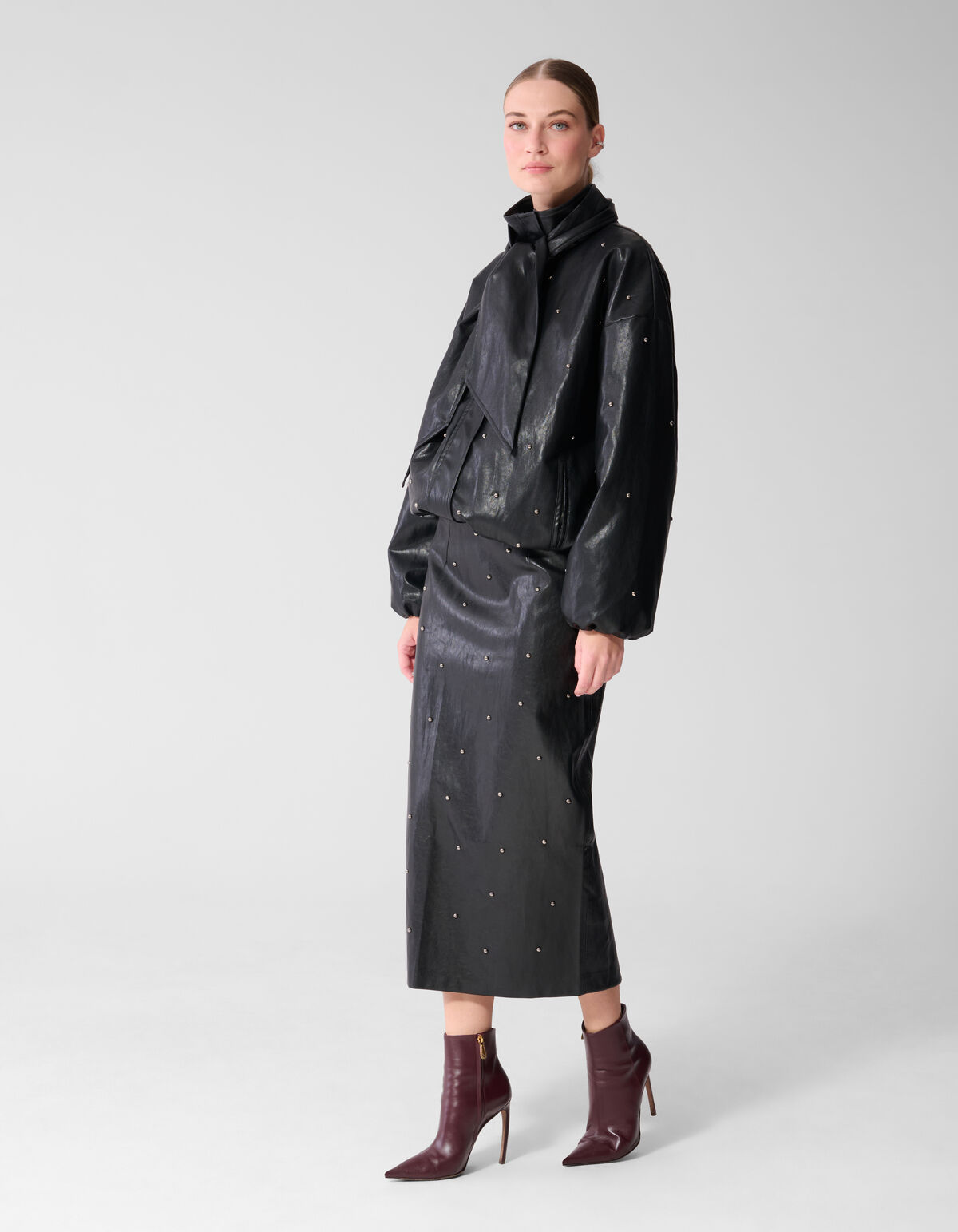 Maxirock Aus Veganleder Mit Nieten Schwarz By Miek SHOEBY WOMEN