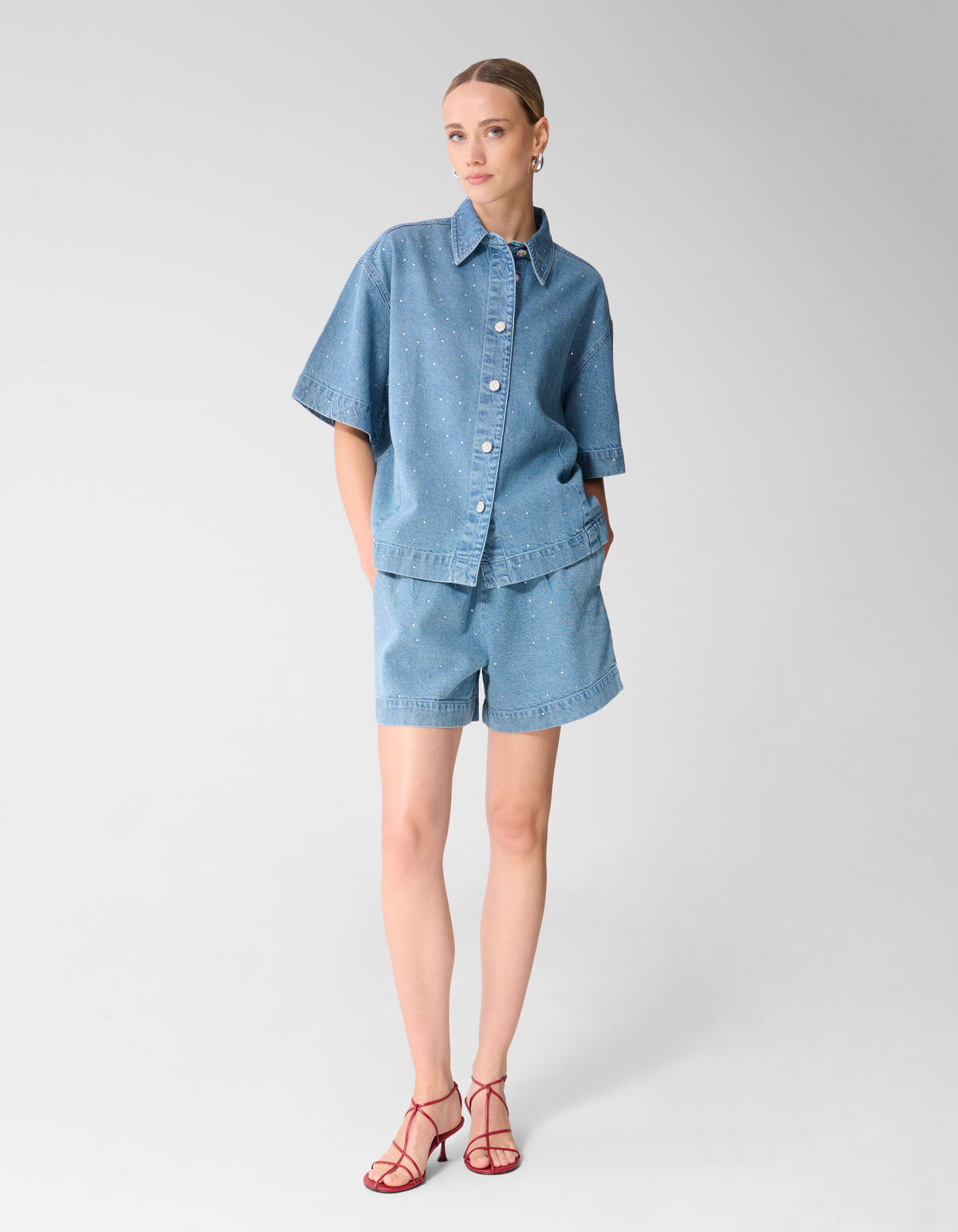 Strass Denim Shorts Blau SHOEBY WOMEN