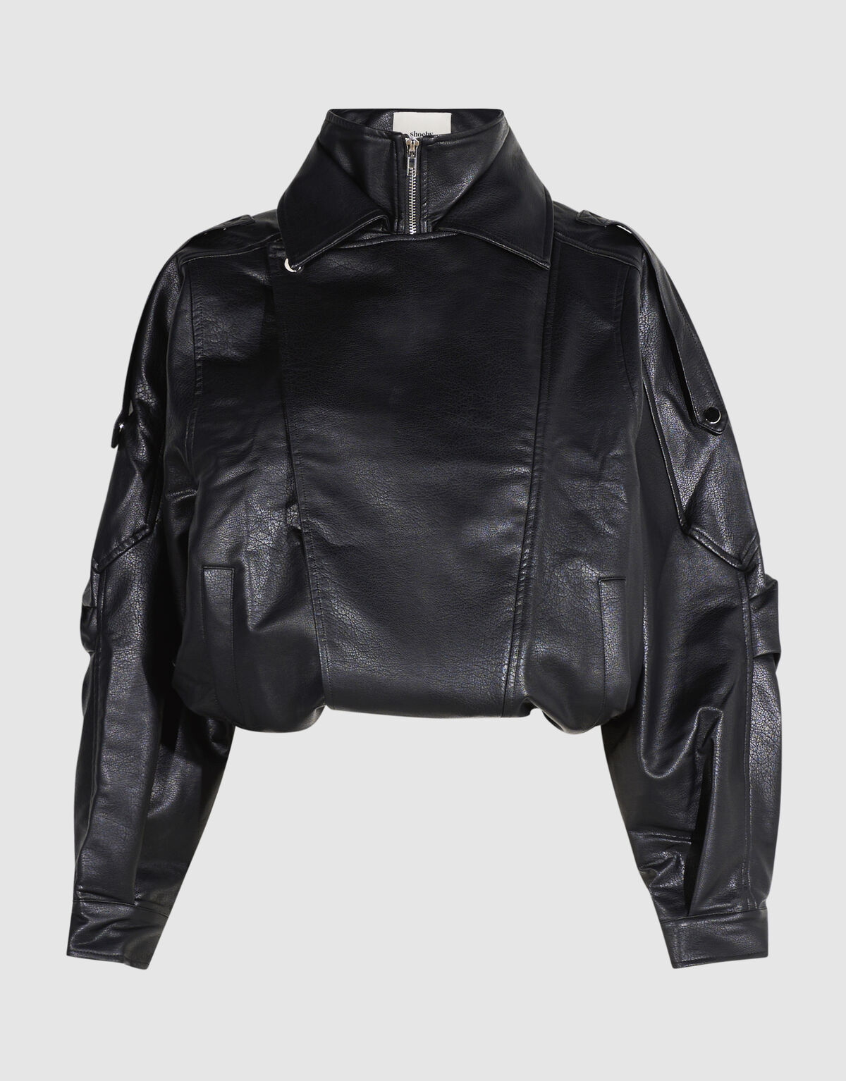 Faux Leather Funnel Neck Jacke Schwarz SHOEBY WOMEN