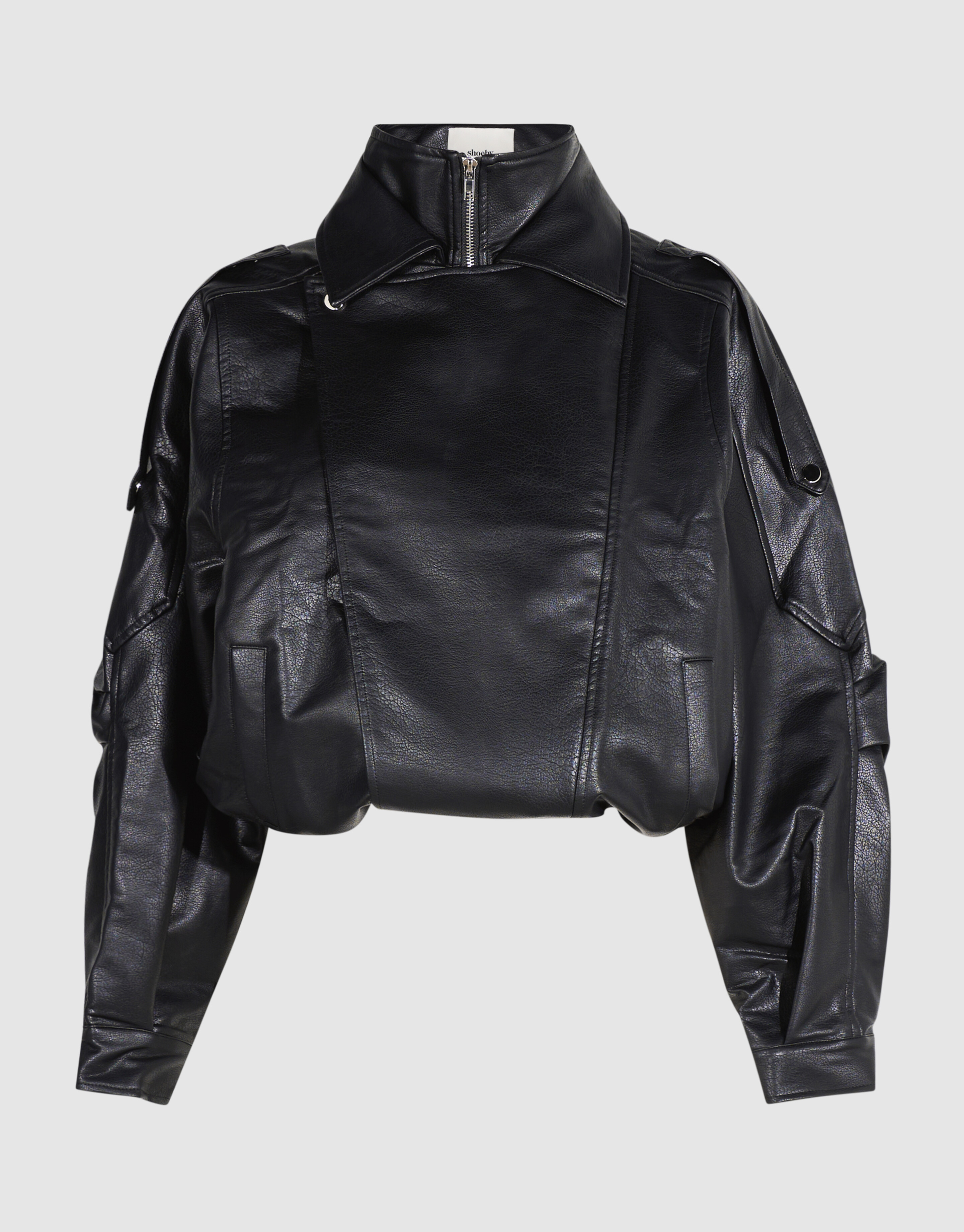Faux Leather Funnel Neck Jacke Schwarz SHOEBY WOMEN