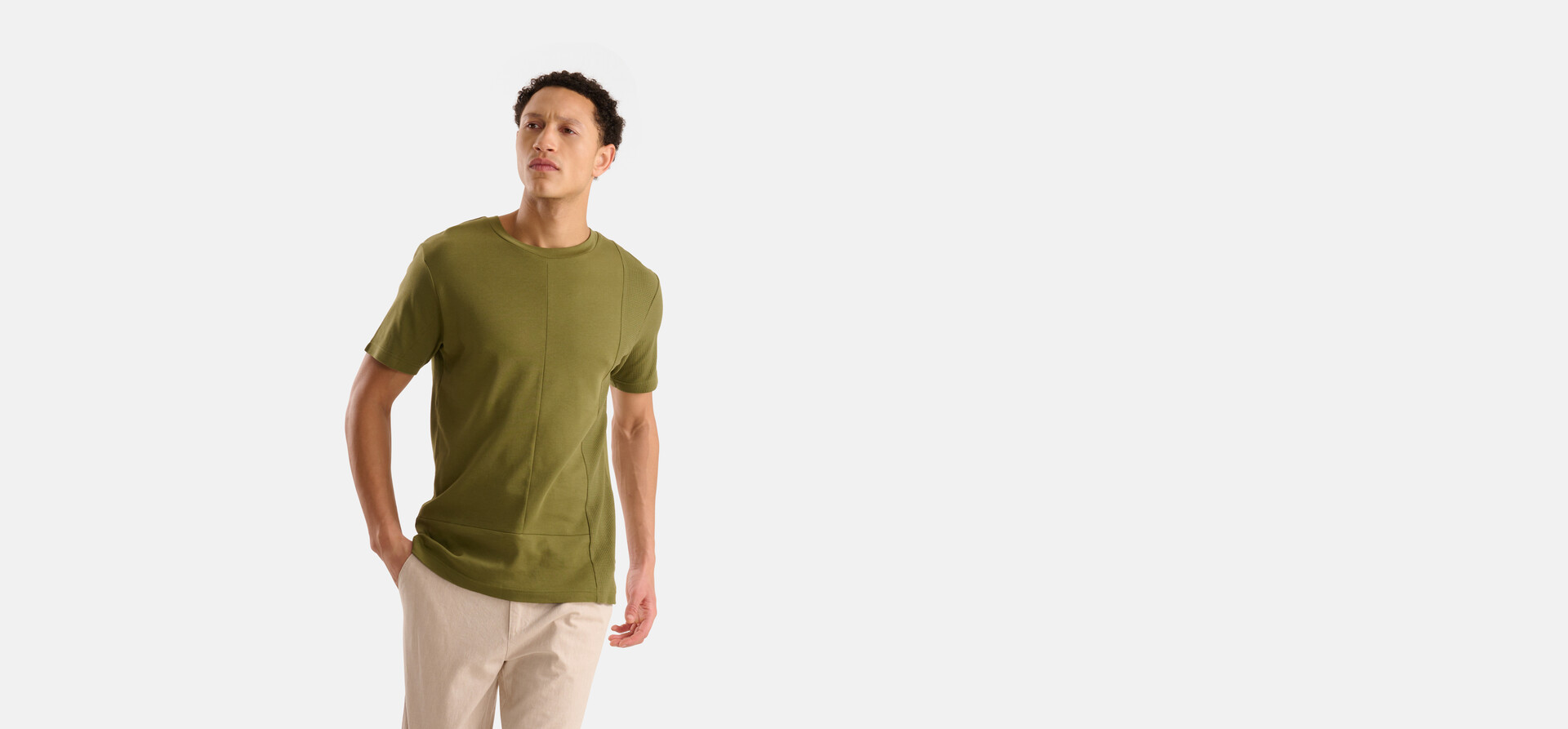 Textur-T-Shirt Olivgrün SHOEBY MEN