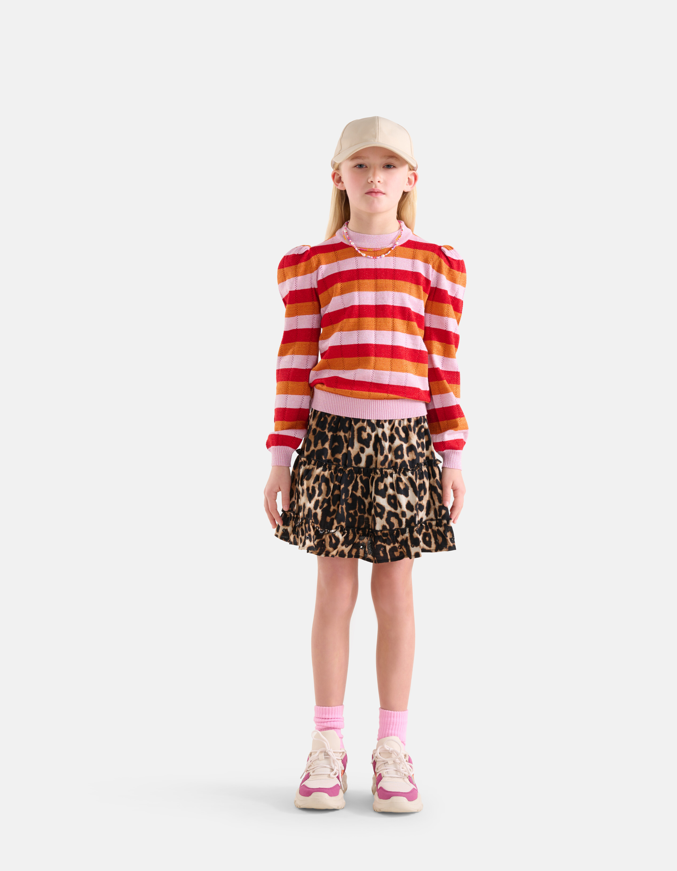 Gestreifter Glitzer-Pullover Orange SHOEBY GIRLS