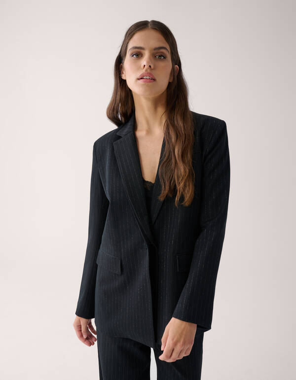 Pinstripe Blazer Zwart By Mieke SHOEBY WOMEN