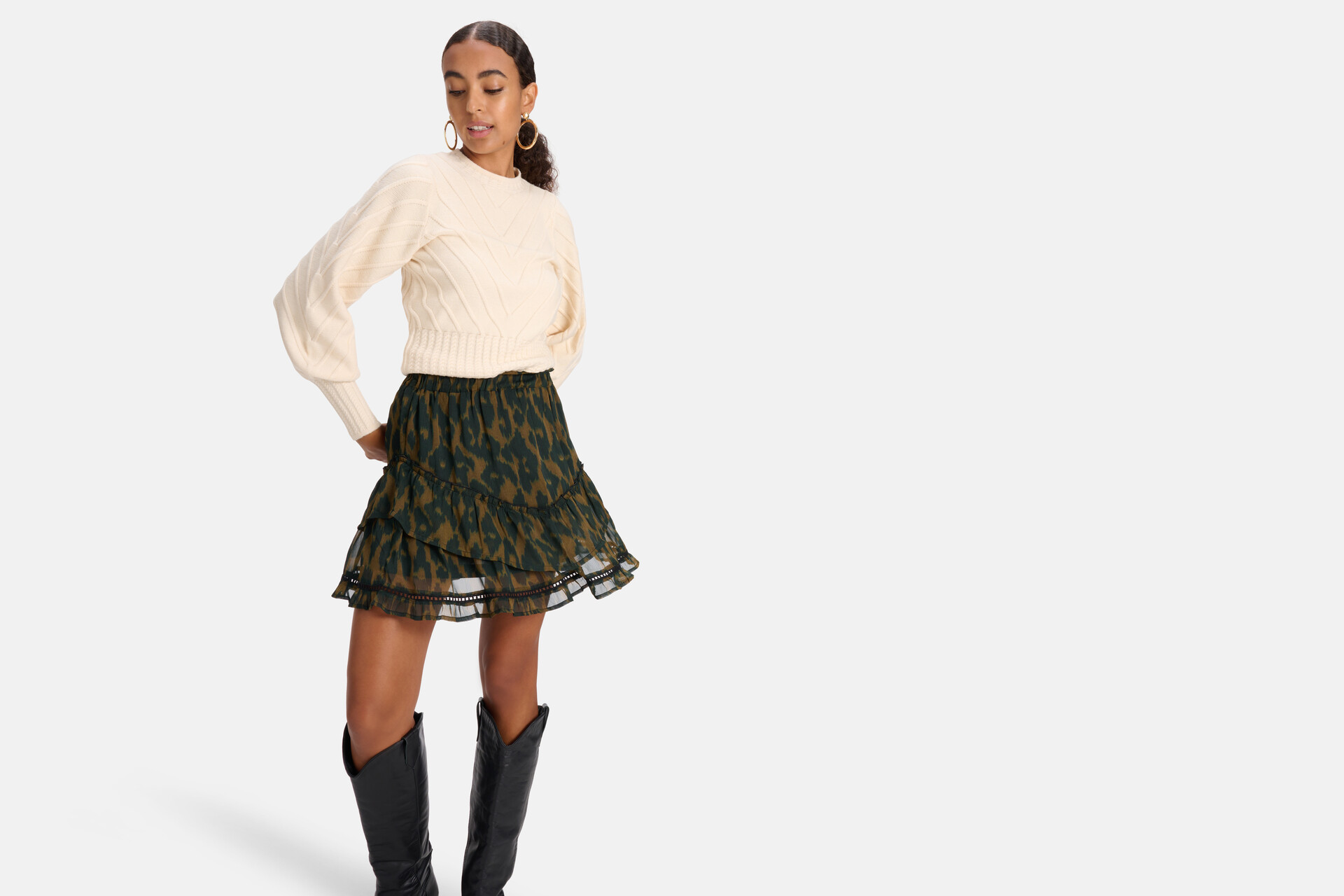 Rock mit Leopardenmuster Grün SHOEBY WOMEN