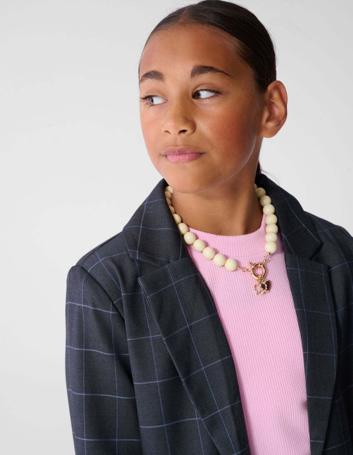 Blazer mit Karomuster in Relaxed Fit Dunkelgrau SHOEBY GIRLS