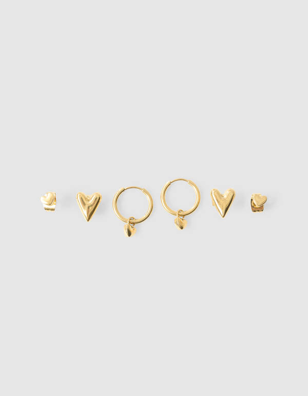 Herz Ohrringe Set Gold SHOEBY ACCESSOIRES