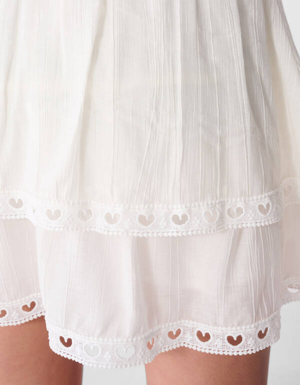 R&uuml;schen-Minirock Wei&szlig; SHOEBY GIRLS