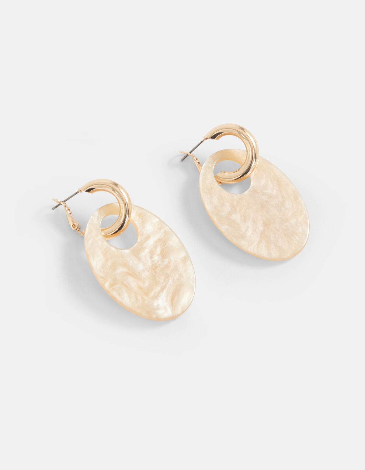 Ovale Ohrringe Beige SHOEBY ACCESSOIRES