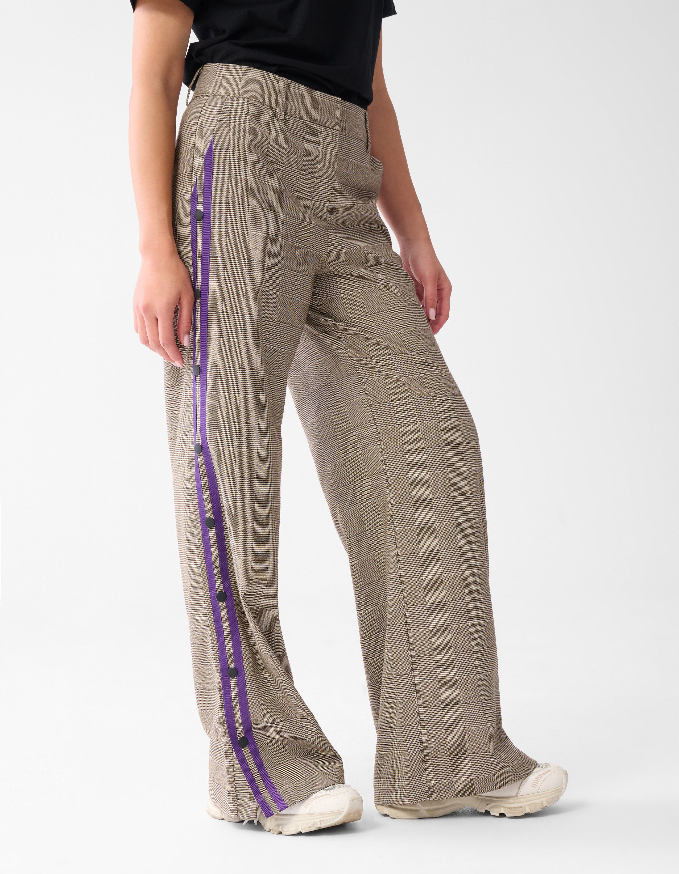 Sportlich Karierte Hose Wide Leg Braun SHOEBY WOMEN
