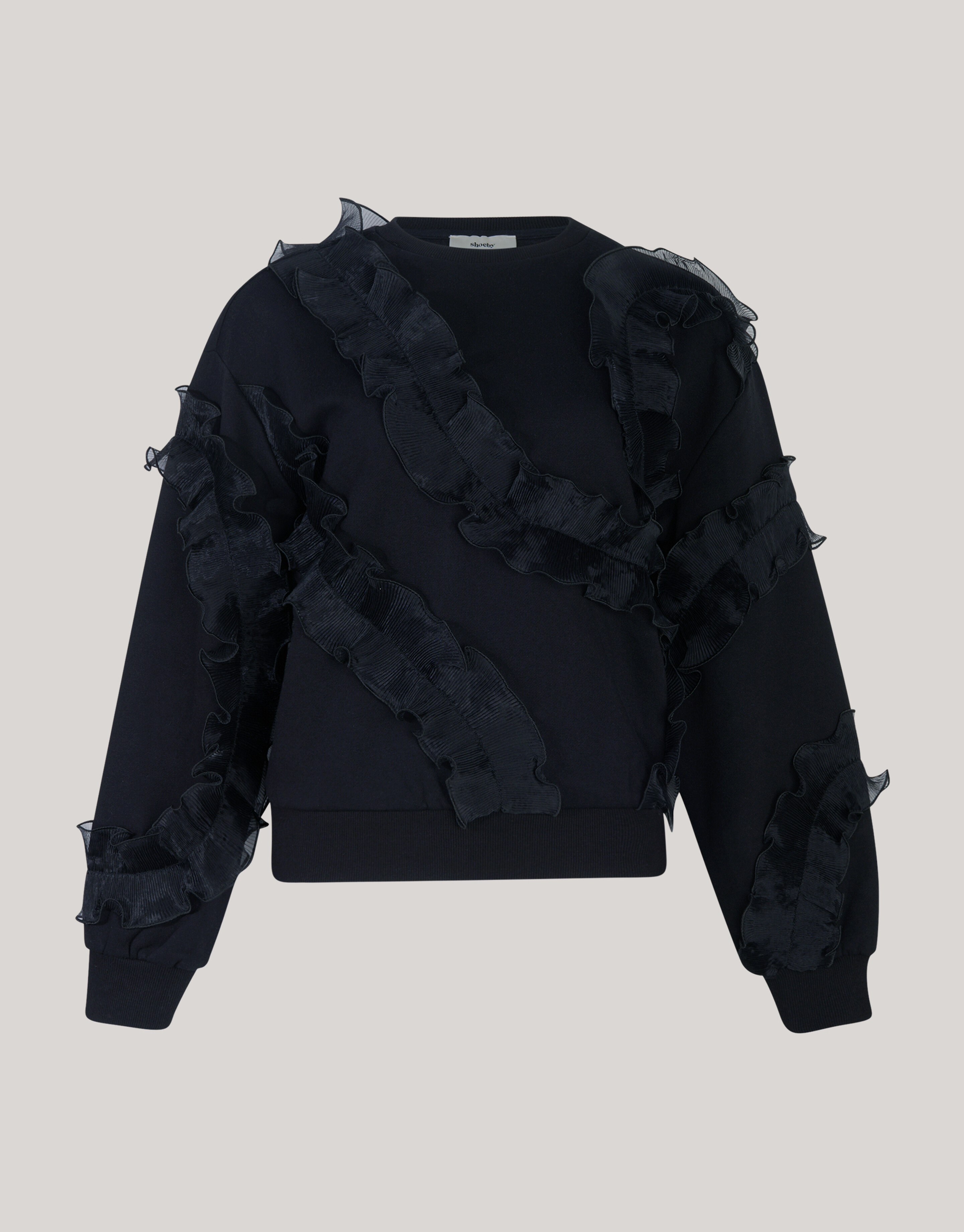 Pullover mit Rüschen Schwarz SHOEBY WOMEN