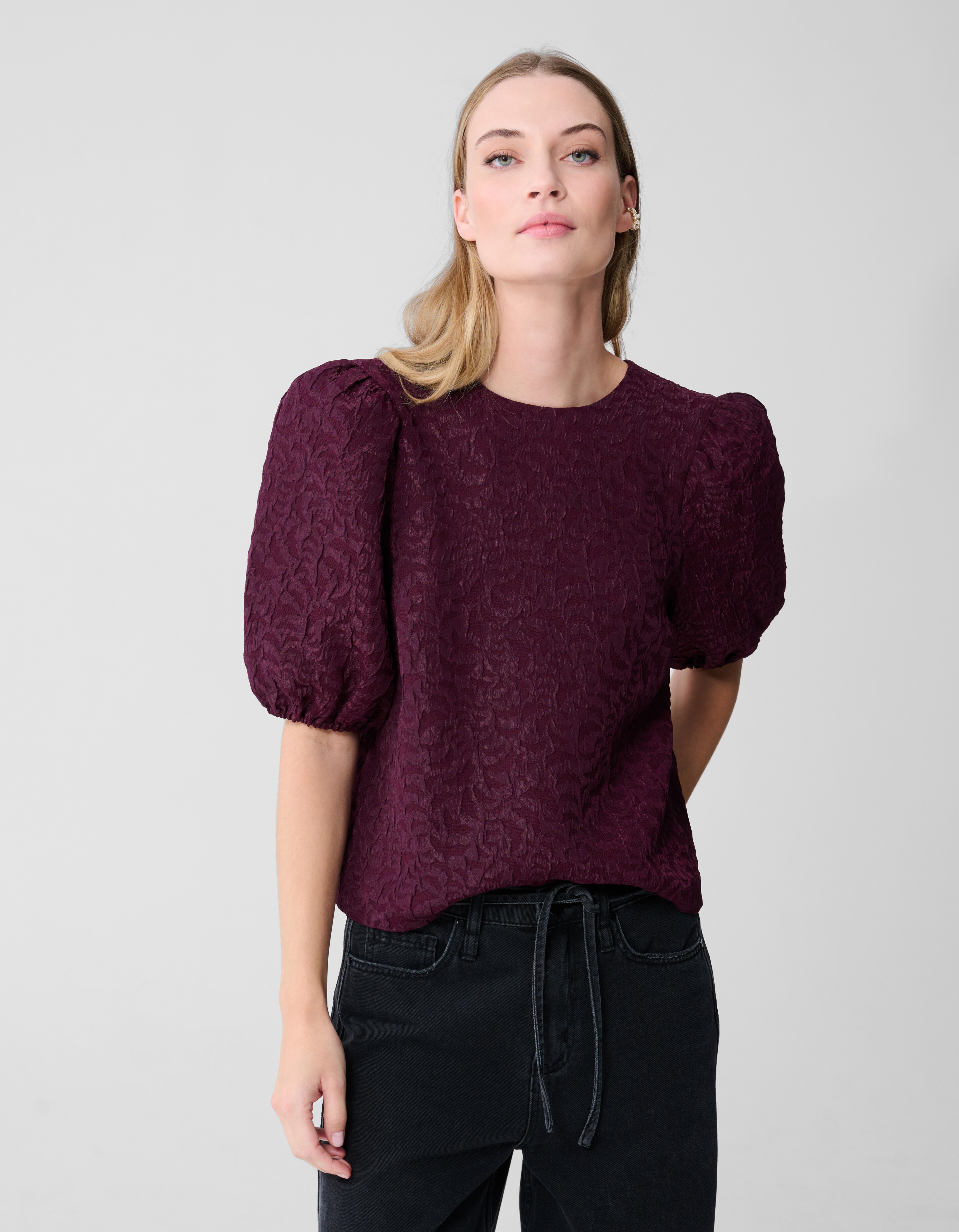 Jacquard Struktur Top Dunkelrot SHOEBY WOMEN
