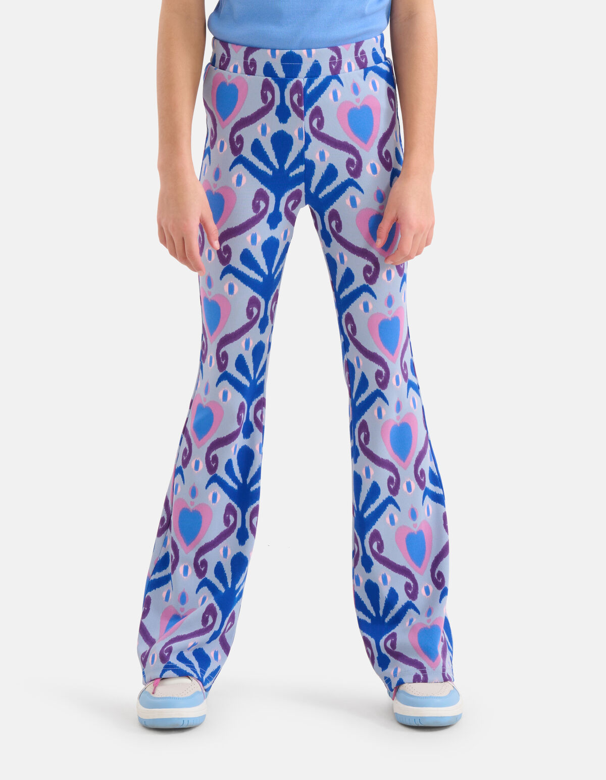 Printed Rib Flared Legging Blauw SHOEBY GIRLS