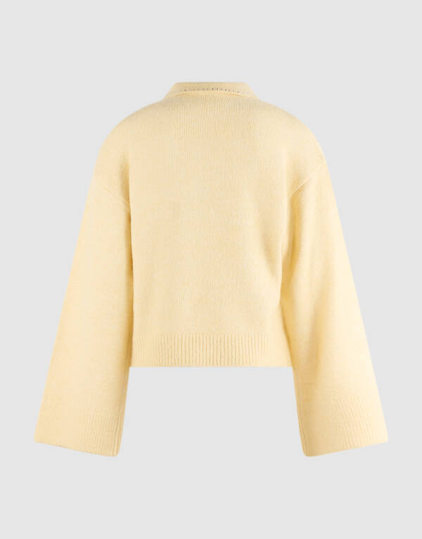 Zip Polo Strickpullover gelb SHOEBY WOMEN