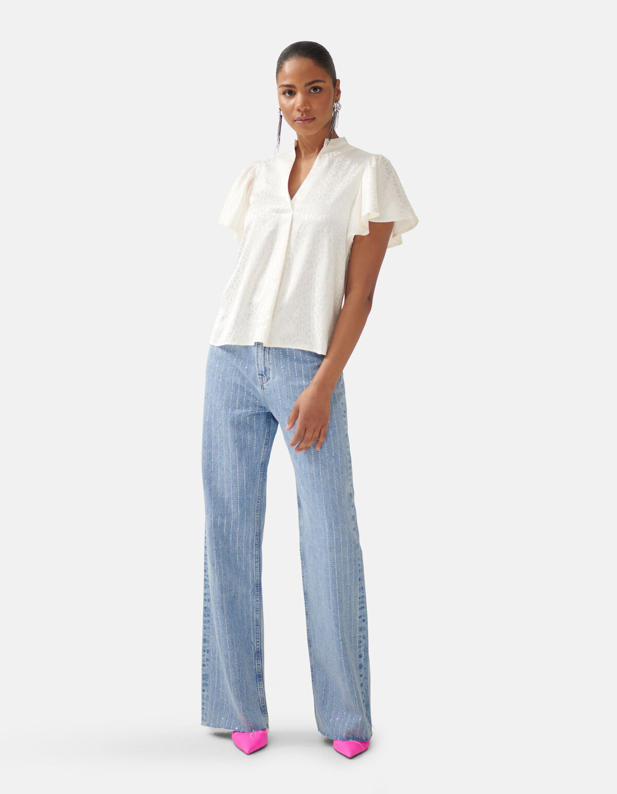 Jacquard-Rüschen-Bluse Off White von Fred SHOEBY WOMEN