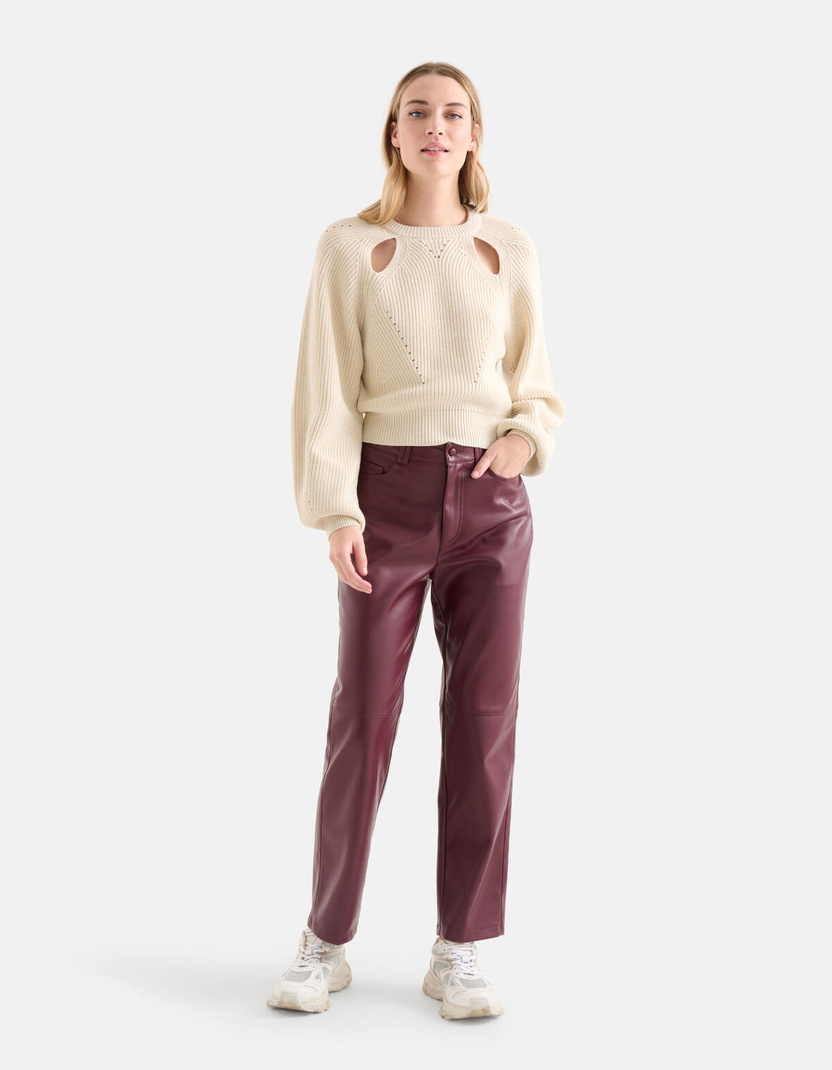 Gerade Hose aus Veganleder Dunkelrot SHOEBY WOMEN