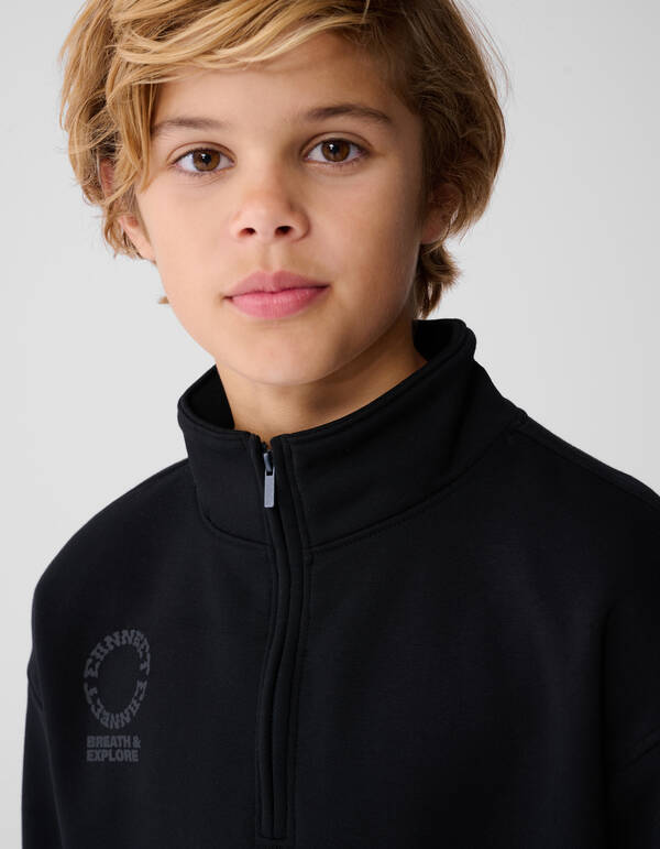 Schwarzer Pullover mit halbem Reißverschluss SHOEBY BOYS