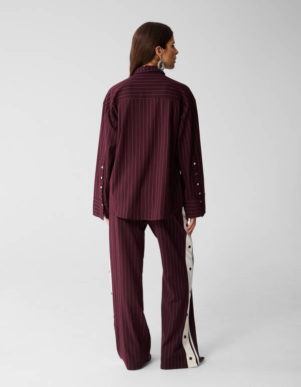 Übergroße Pinstripes Bluse Dunkelrot SHOEBY WOMEN