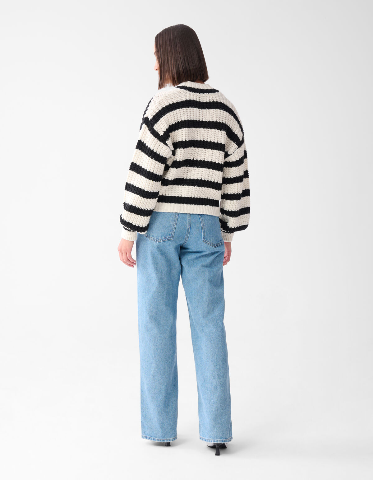 Gestreifte Strickjacke Schwarz/Wei&szlig; SHOEBY WOMEN